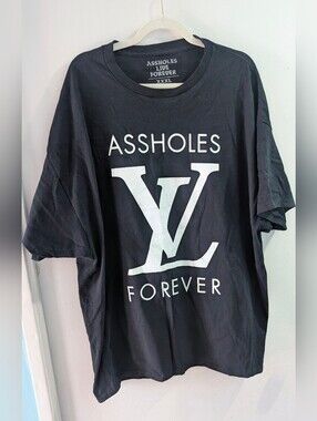 Assholes Live Forever ♾️ Black Graphic Tee with Bold White Logo Print XXXL
